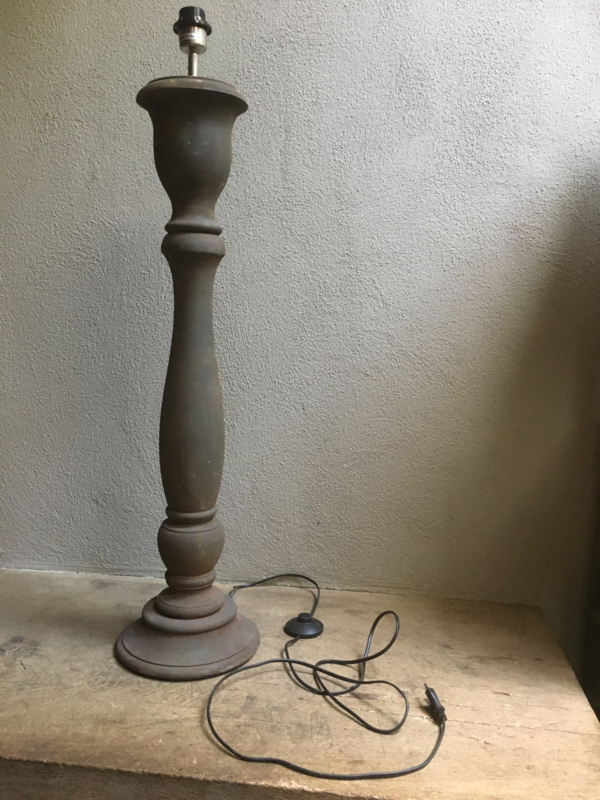 Stoere grijs  houten balusterlamp vloerlamp 90 cm tafellamp landelijk stoer robuust