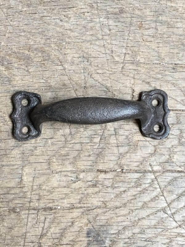 Zware kwaliteit gietijzeren deurknop handgreep small greep strak zwart zwarte beugel handvat klink deurklink