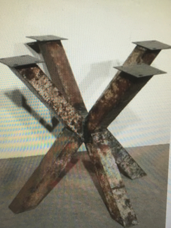 Stoer metalen tafelonderstel tafelpoot metaal urban industrieel blokpoten console poot voet grijsbruin