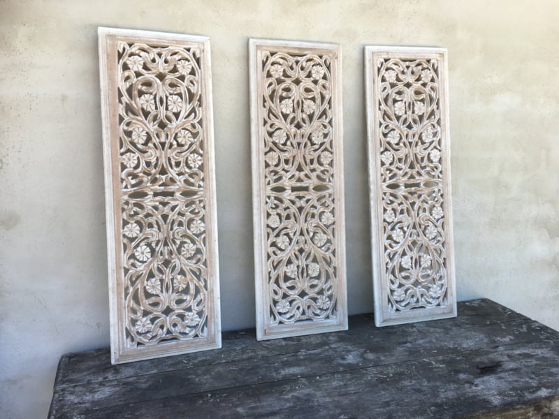 Stoer wandpaneel 90 x 30 cm wit whiteoff white-off zand wanddecoratie hout panelen luiken | Wanddecoratie & luiken | 't Jagershuis