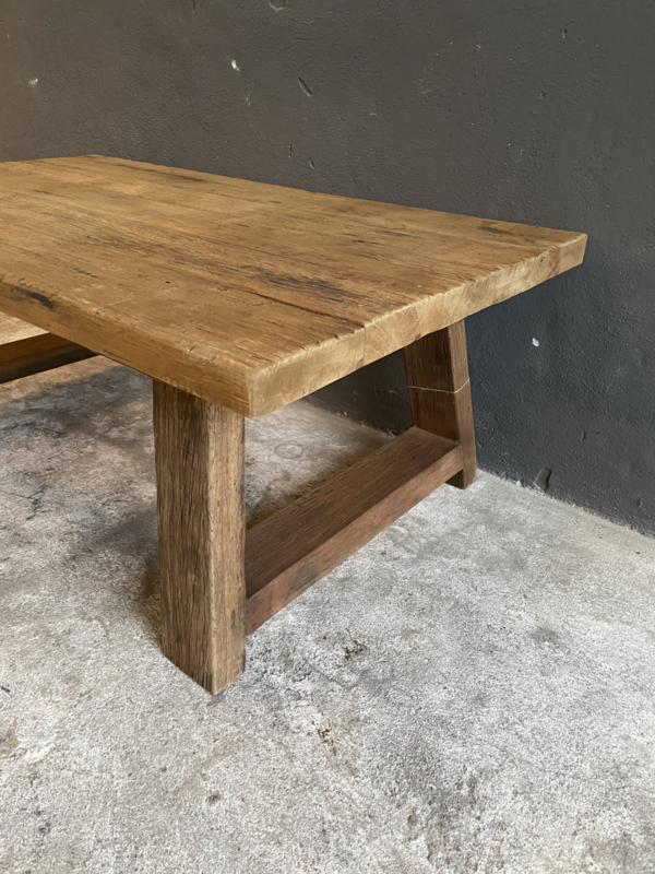 Stoere massief eiken houten salontafel X 70 X H46 cm stoer landelijk industrieel | Meubels | 't Jagershuis