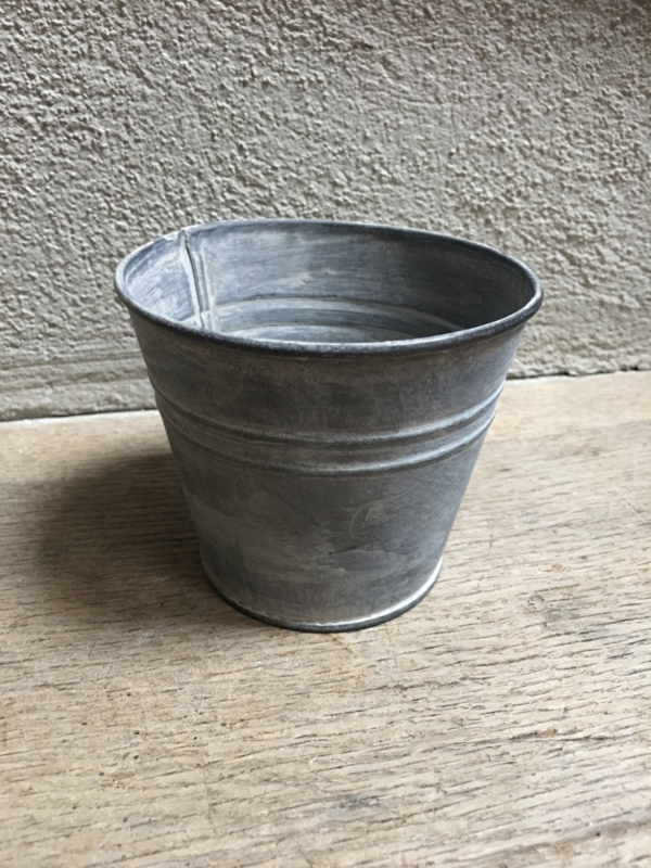Zinken potje pot bakje eenvoudig recht landelijk grijs zink