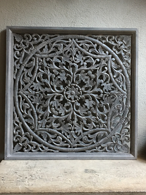 Stoer oud wandpaneel ash grey grijs wandornament wanddecoratie 90 x 90 cm hout panelen luiken | Wanddecoratie , deuren & luiken | 't Jagershuis