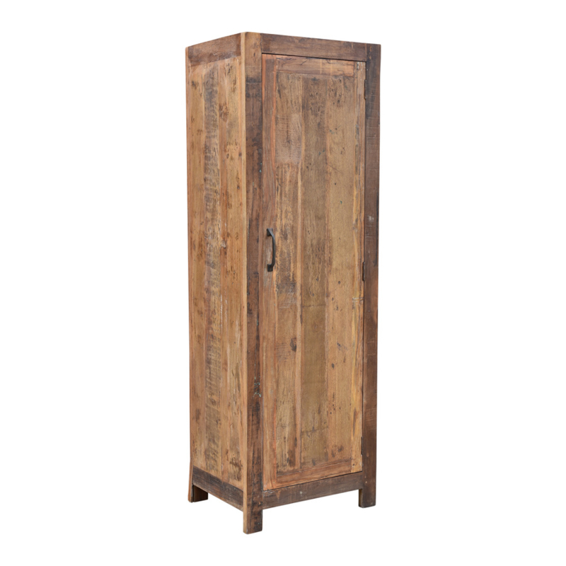 Oud houten kast klerenkast 1 deurs Milano kleerkast kastje met legplanken 200 x 66 x 51cm oud hout deurs keukenkast boekenkast servieskast landelijk industrieel | Meubels | 't Jagershuis