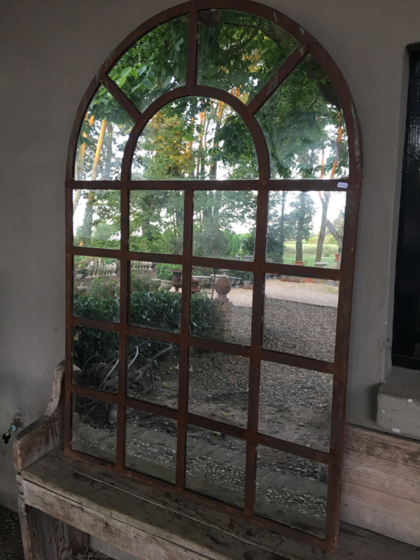 Grote stalraamspiegel 250 x 100 cm spiegel roest landelijk tuin industrieel kozijn raam | Spiegels | 't