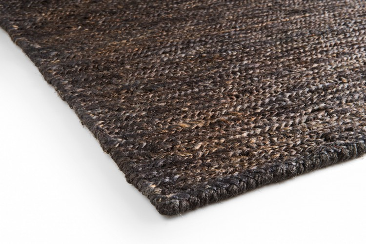 Groot vlakgewoven 100 % hennep vloerkleed kleed carpet karpet charcoal 240 x 170 cm