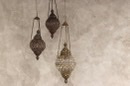 Stoere hanglamp metaal met glas groot 60 x 30 cm roestbruin landelijk stoer oosters vintage lantaarn lamp