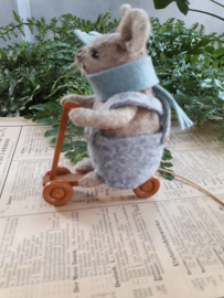 houten step met rode wieltjes