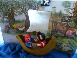 Materiaalpakketje Piratenschip met piraten met patroon.