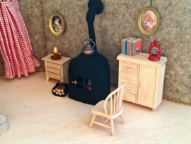 houten kastje 1 deur/4 laatjes naturel