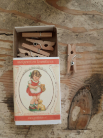 wooden pegs in box