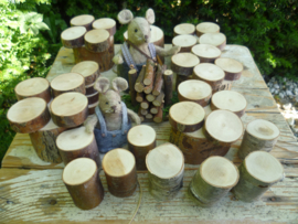 Wooden table with four stools