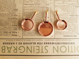 set of 3 copper frying pans