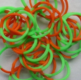 Loombands 2-kleurig Oranje/Groen