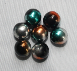 Glaskraal Zwart met Brons/turquoise AB 4 mm