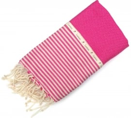 Hammam towel Honeycomb - Fuchsia pink with stripes - 100X200cm (LANTARA)