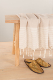 Hammam towel Honeycomb - Sand with stripes - 100X200cm (LANTARA)