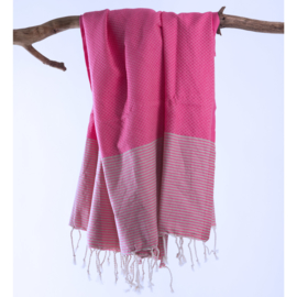 Hamamtuch Wabenmuster - Fuchsia Pink mit Taupe Streifen - 100x200cm (LANTARA)