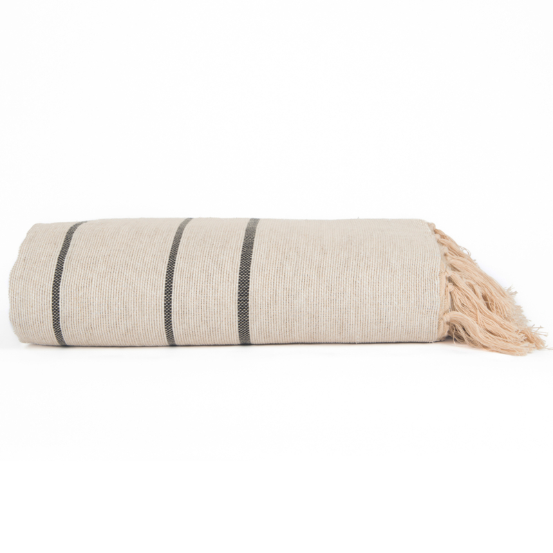Grand foulard Sprei Nomade - Beige Zwart streep- 230x300cm