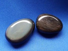 Edelsteen druppel Obsidiaan goud - plat