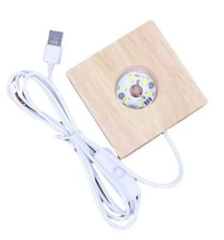 Licht voetje vierkant - helder wit  licht met USB
