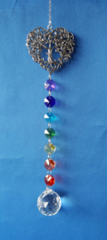 Chakra hanger hart met octagon kralen