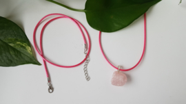 Wax koord 2mm Halsketting met slotje - rose fel