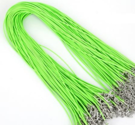 Wax koord 1,5mm Halsketting met slotje - fluor groen