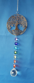 Chakra hanger met octagon kralen + mega levensboom