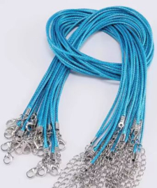 Wax koord 1,5mm Halsketting met slotje - blauw - ca 60cm