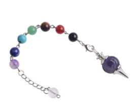 Amethyst pendel bol met chakra ketting