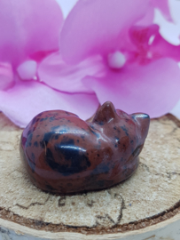 Mahonie obsidiaan poesje liggend nr. 2