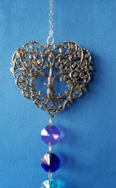 Chakra hanger hart met octagon kralen