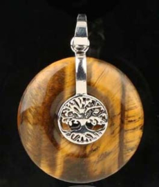 Tijgeroog donut - 30mm - met levensboom hanger