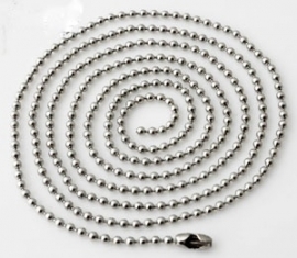 Ball chain (bolletjesketting) ± 80cm (± 2mm dik) oud zilver
