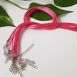 Wax koord 2mm Halsketting met slotje - rose fel