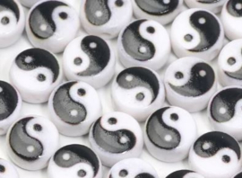 Yin Yang kraal mini - acryl - 12 stuks