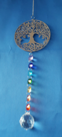 Chakra hanger met octagon kralen + mega levensboom