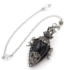 Obsidiaan pendel wicca - zilver