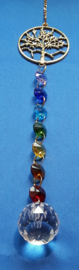 Chakra hanger met octagon kralen + levensboom goud