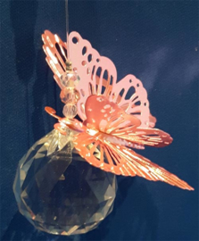 Vlinder roze met witte 3cm bol
