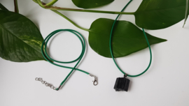 Wax koord 2mm Halsketting met slotje - Donker Groen