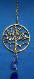 Chakra hanger met octagon kralen + levensboom goud