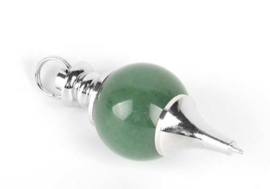 Aventurijn Groen pendel bol - met zilverkleurige ketting