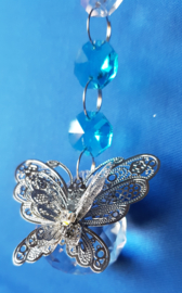 Vlinder zilver met turquoise