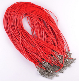 Wax koord 1,5mm Halsketting met slotje - rood