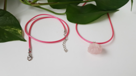 Wax koord 2mm Halsketting met slotje - rose fel