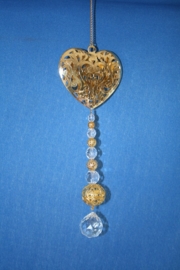 Gouden hart + loodkristallen bolletje 2cm