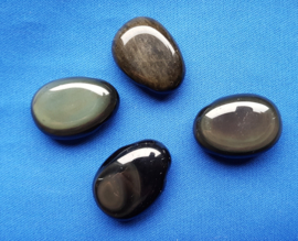 Edelsteen druppel Obsidiaan goud - plat