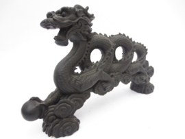 Draak groot met ornament - zwart